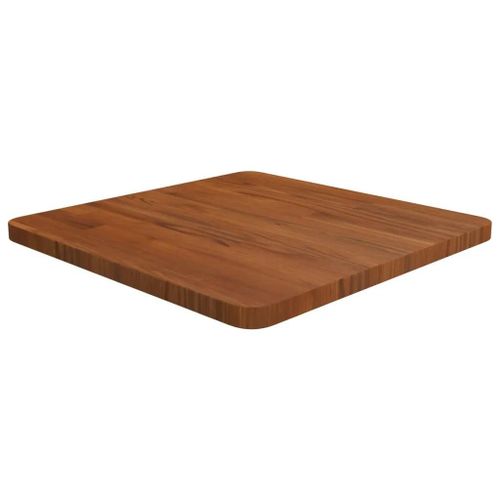 Dessus De Table Carre En Bois De Chene Massif | 50x50x2,5 Cm, Marron Fonce, Multifonctionnel, Design Rustique