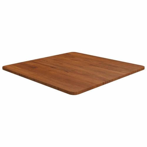 Dessus De Table Carre En Bois De Chene Massif | 60x60x1,5 Cm, Marron Fonce, Surface Traitee, Multifonctionnel, Design Rustique