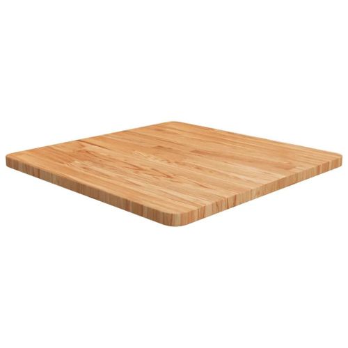 Dessus De Table Carre En Bois De Chene Massif | 60x60x2,5 Cm, Marron Clair, Surface Vernie, Multifonctionnel, Design Rustique