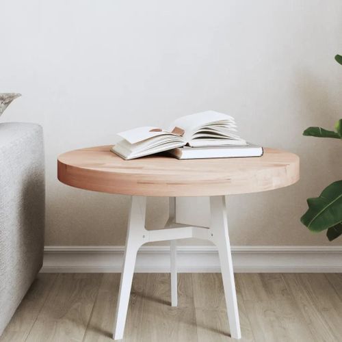 Dessus De Table En Bois Massif De Hetre | ?50x4 Cm, Rond, Renouvellement De Table, Multifonctionnel, Surface Facile A Nettoyer