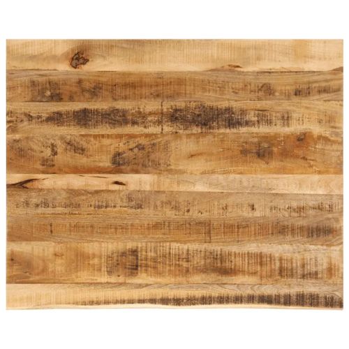 Dessus De Table En Bois Massif De Manguier | 100x80x2,5 Cm, Bord Vif, Multifonctionnel, Surface Facile A Nettoyer