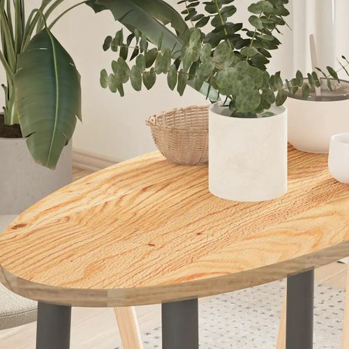 Dessus De Table En Chene Massif | 80x40x2 Cm Ovale, Multifonctionnel, Surface Lisse, Gain De Place