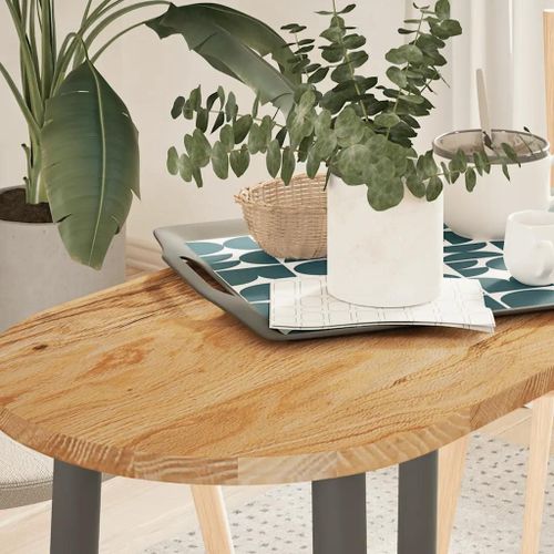 Dessus De Table En Chene Massif 80x40x2 Cm Ovale | Plateau Multifonctionnel, Robuste Et Durable, Gain De Place