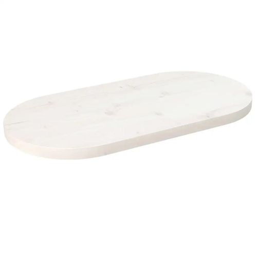 Dessus De Table En Pin Massif Blanc | 80x40x2,5 Cm Ovale, Surface Peinte, Multifonctionnel, Gain D'espace