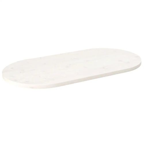 Dessus De Table En Pin Massif Blanc | 90x45x2,5 Cm, Ovale, Polyvalent, Gain D'espace