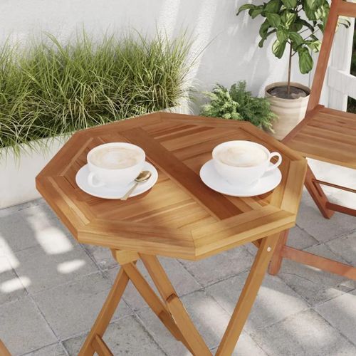 Dessus De Table Octogonal En Teck Massif | 50x50x2,5 Cm, Resistant Aux Intemperies, Design Rustique, Surface Facile A Nettoyer
