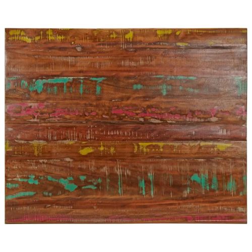 Dessus De Table Rectangulaire En Bois Massif Recupere 90x80x2,5 Cm | Teck, Manguier, Pin Et Hetre, Design Rustique, Surface Facile A Nettoyer, Multifonctionnel