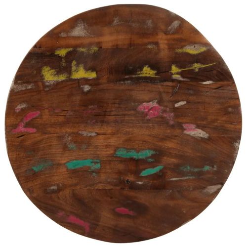 Dessus De Table Rond En Bois Massif De Recuperation | ? 60x3,8 Cm, Teck/Manguier/Pin/Hetre, Multifonctionnel, Design Rustique, Facile A Nettoyer