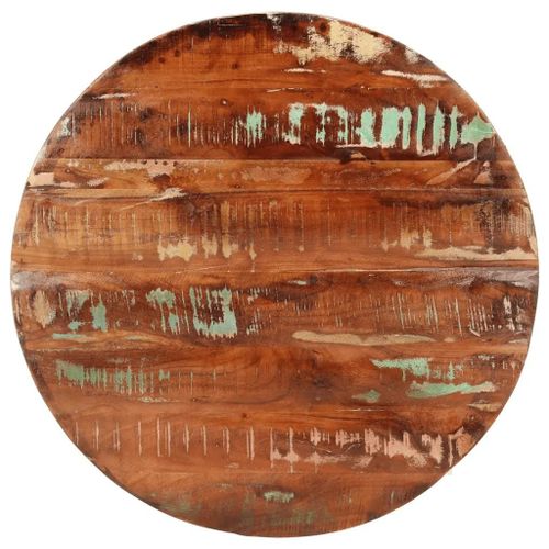 Dessus De Table Rond En Bois Massif De Recuperation | ? 70x1,5 Cm, Teck/Manguier/Pin/Hetre, Design Rustique, Surface Lisse, Multifonctionnel