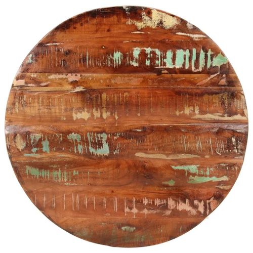 Dessus De Table Rond En Bois Massif De Recuperation | ? 80x1,5 Cm, Teck/Manguier/Pin/Hetre, Design Rustique, Surface Lisse Facile A Nettoyer, Multifonctionnel