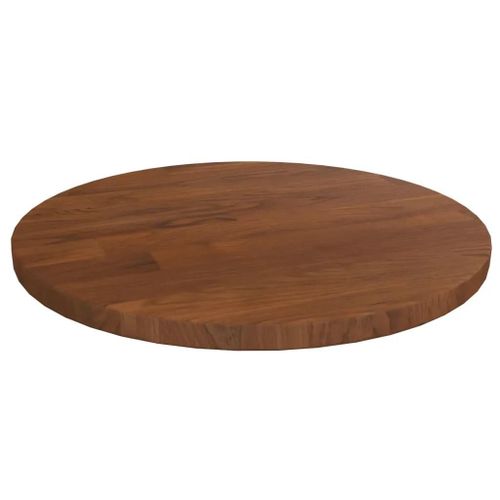 Dessus De Table Rond En Chene Massif | ?30x1,5 Cm, Marron Fonce, Multifonctionnel, Surface Traitee, Design Rustique