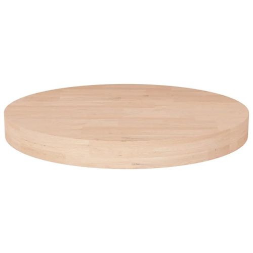 Dessus De Table Rond En Chene Massif | ?30x4 Cm, Surface Non Traitee, Multifonctionnel, Gain De Place, Design Rustique