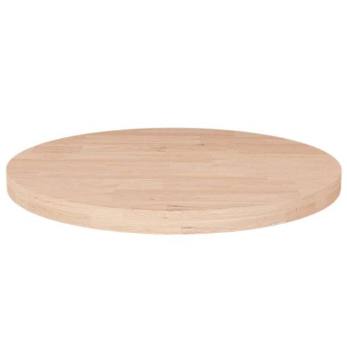 Dessus De Table Rond En Chene Massif | ?50x2,5 Cm, Surface Non Traitee, Multifonctionnel, Design Rustique