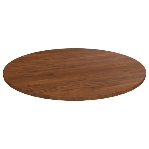 Dessus De Table Rond En Chene Massif | ?70x1,5cm, Marron Fonce Traite, Multifonctionnel, Design Rustique