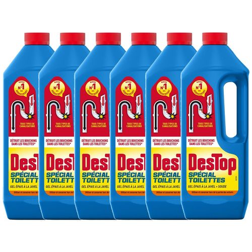 Destop Lot De 6 Gels Dboucheur Spcial Toilettes - Dtruit Les Bouchons Des Wc - Avec Javel - 1l