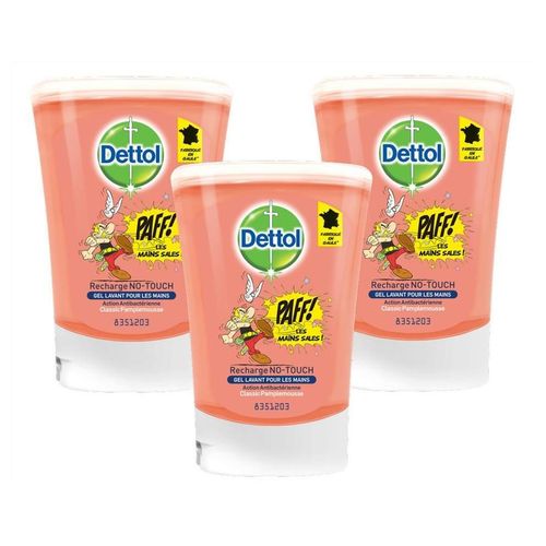 Dettol Lot De 3 Recharges No-Touch Savon Liquide Mains 250 Ml - Action Nettoyante - Pamplemousse