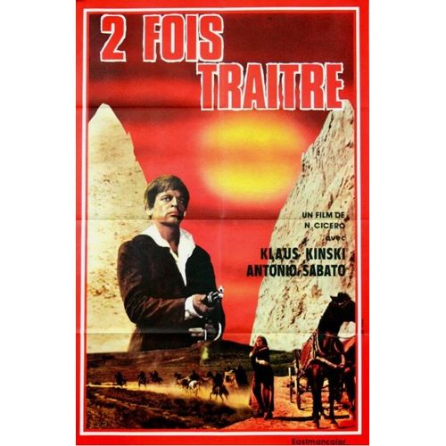 Deux Fois Traitre - Affiche Originale De Cinma - Format 80x120 Cm - Un Film De Nando Cicero Avec Antonio Sabto, Klaus Kinski, Jos Calvo, Franco / Leo Due Volte Giuda / 2 - Anne 1968