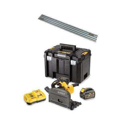 Dewalt Dcs520t2r Scie Circulaire Plongeante  Batteries 18v/54v Li-Ion Baterie Xr Flexvolt (2x Batterie 6,0ah) Dans Coffret Tstak - Rail De Guidage Incluse - Changement Rapide - Moteur Sans Charbon