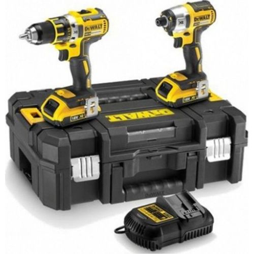 Dewalt Kit 2 Outils Dewalt Xr 18v 3ah Li-Ion Brushless Perceuse Visseuse Compact Percussion + Visseuse  Chocs Compact Dck2062l2