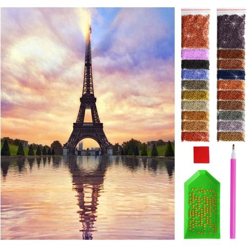 Diamond Painting-Vue De Paris Avec La Tour Eiffel-30x40 Cm-5d Peinture Diamant Painting,Tableau Diamant