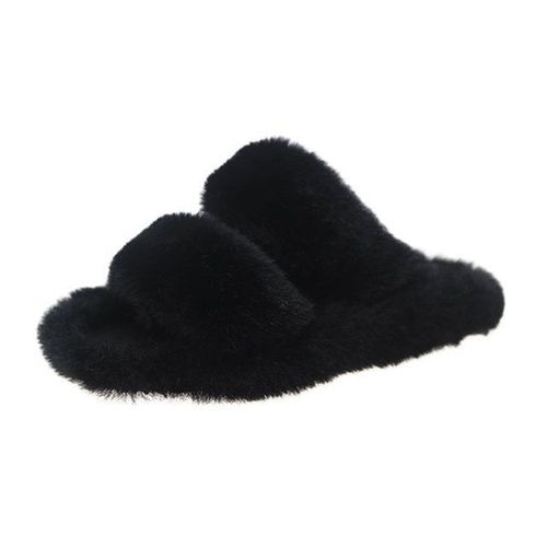 Diapositives En Fausse Fourrure Pour Femmes, Chaussures D'hiver Confortables, Pantoufles Duveteuses  Talons Plats Et pais - 39