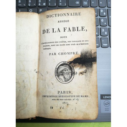 Dictionnaire Abrg De La Fable Par Chompr dition 1811   de Chompr  Format Reli 