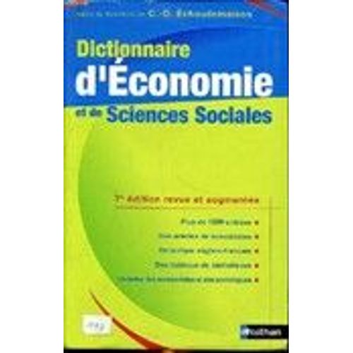Dictionnaire D'conomie Et De Sciences Sociales De Claude-Danile chaudemaison, Jean-Pierre Cendron, Pascal Combemale, Serge Bosc, Franck Bazureau, Jean-Pierre Faugre Nathan   