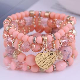 DIEZI Bracelets en perles de cristal multicolores de style boheme coreen  pour femmes et filles, Bracelets ethniques a breloques en forme de coeur