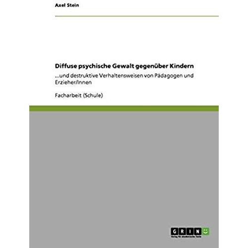 Diffuse Psychische Gewalt Gegenber Kindern    Format Broch 
