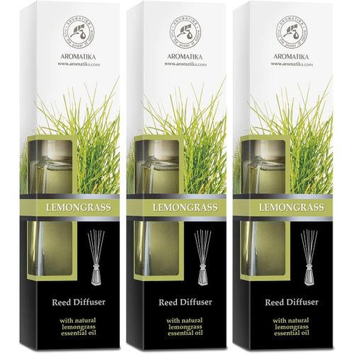 Diffuseur Avec Arme Lemongrass 3x100ml - Diffuseur Cadeau Avec 10 Btons De Bambou Huile De Lemongrass Essentielle Naturelle - Fragrance Frache Et Durable Pour Aromathrapie