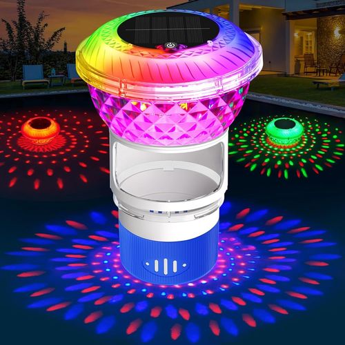 Diffuseur Chlore Piscine Avec Solaire Lumire Marquise,Flotteur Chlore Piscine Avec Bouton,Diffuseur Piscine Chlore Flottant  Led Changeant Couleur,Distributeur Chlore Flottant Piscine