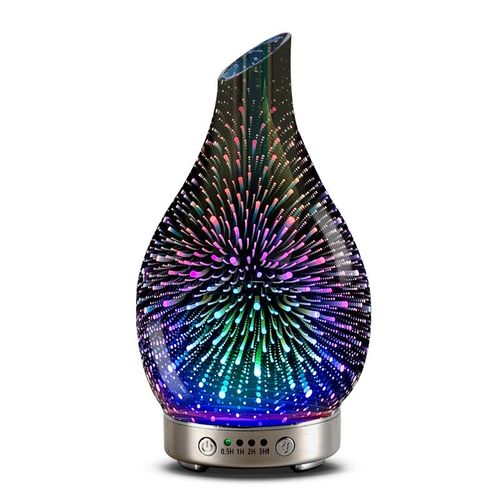 Diffuseur D'huile Essentielle 120ml De Verre 3d Diffuseur De Brouillard Froid Humidificateur Ultrasonique 7 Couleurs Led Sans Eau Protection Automatique D'arrt