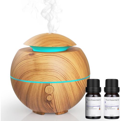 Diffuseur D'huiles Essentielles 180ml, Arme Diffuseur Ultrasonique, Sans Bpa, Avec Lumire Led  Couleurs Variables - Bois