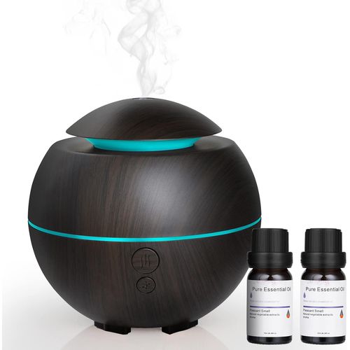 Diffuseur D'huiles Essentielles 180ml, Arme Diffuseur Ultrasonique, Sans Bpa, Avec Lumire Led  Couleurs Variables - Bois Fonc