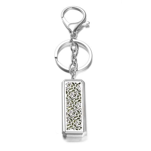 Diffuseur D'huiles Essentielles Rectangulaire, Bijoux D'aromathrapie, Porte-Cls En Acier Inoxydable, Mdaillons De Parfum Rose, Accessoires Porte-Cls, Nouveau