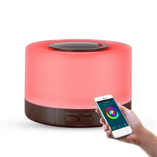 Diffuseur intelligent d'huiles essentielles d'aromathrapie avec Wi-Fi,humidificateur d'air,allergique avec Tuya,Alexa,Google Home,7 couleurs LED,500ml - Type Deep wood grain-EU