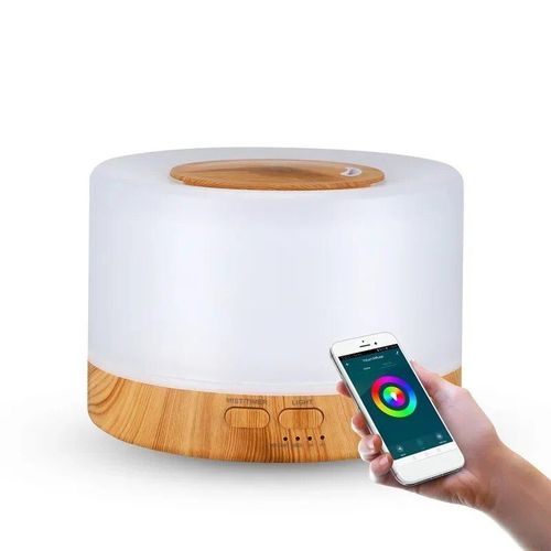 Diffuseur intelligent d'huiles essentielles d'aromathrapie avec Wi-Fi,humidificateur d'air,allergique avec Tuya,Alexa,Google Home,7 couleurs LED,500ml - Type WiFi smart-EU #B