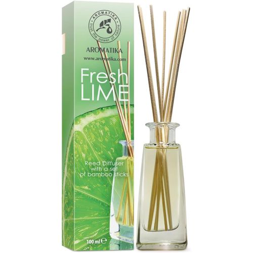 Diffuseur Parfum de Citron Vert 100ml - avec Huile Essentielle Naturelle de Lime avec 10 Btonnets de Bambou