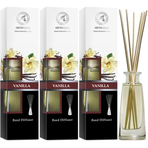 Diffuseur Parfum De Vanille 3x100ml - Naturel Fragrance Frache Et Durable - Kit Diffuseur Cadeau Avec 10 Btonnets De Bambou - Meilleur Pour Aromathrapie