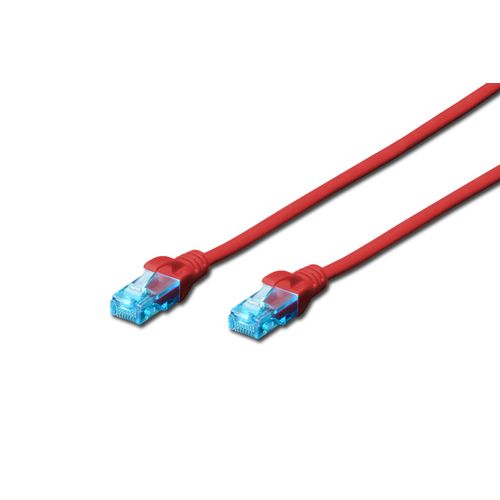 DIGITUS Cble patch RJ45 CAT 5e U-UTP PVC non blind 4x2 awg 26/7  Rouge 0,5 m