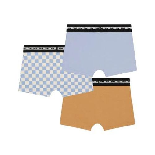 Dim Lot De 3 Boxers Garon  Motif Damier Lila Bleu Coton Stretch Fashion