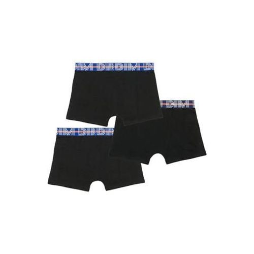 Dim Lot De 3 Boxers Garon Coton Stretch Ceinture Contraste Noir Ecodim