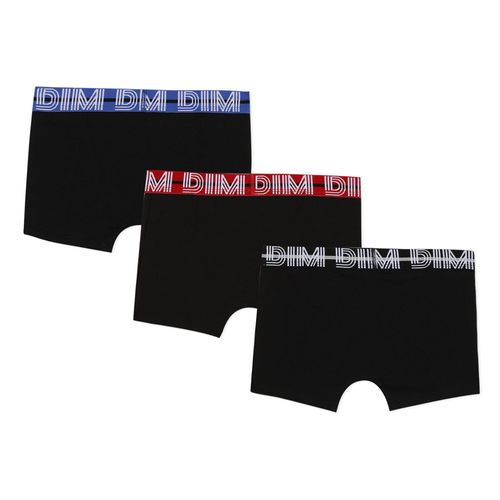 Dim Lot De 3 Boxers Garon Coton Stretch Ceinture Contraste Noir Ecodim