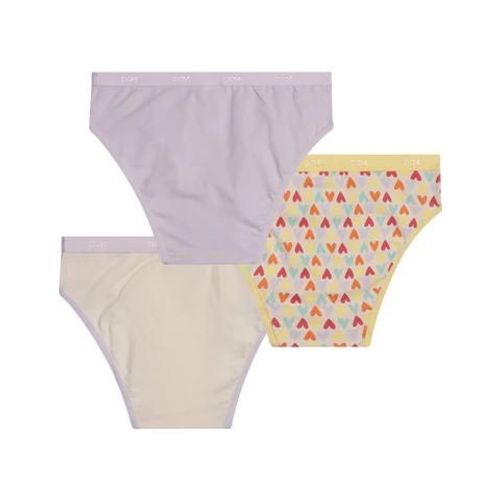 Dim Lot De 3 Culottes Fille Coton Stretch  Motif Coeur Jaune Les Pockets