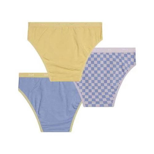 Dim Lot De 3 Culottes Fille Coton Stretch  Motif Damier Jaune Les Pockets