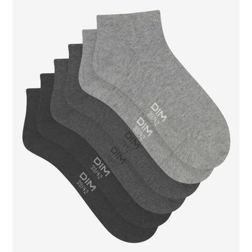 Dim Lot De 3 Paires De Chaussettes Courtes Anthracite Dim Coton