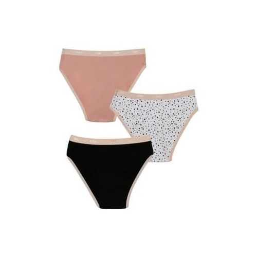 Dim Lot De 3 Slips Fille Coton Stretch Motif toiles Noir Rose Les Pockets