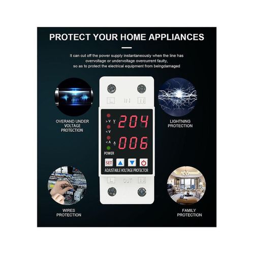 Din Rail Adjustable Over Voltage And Under Voltage Protector Dual Display Protective Device Relay(4