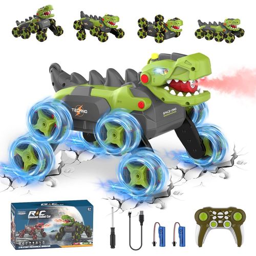 Dinosaur Voiture Tlcommande 3 4 5 6 7 8 9 Ans, 8WD 2.4GHz Monster Truck Telecommande avec Rotation  360/Pulvrisation/Lumire, Jouet Enfant Garon Jouet 3-12 Ans Voiture Enfant, Vert.[G1593]
