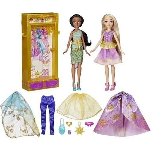 Disney Princesses Le Dressing De Jasmine Et Raiponce. Armoire Avec Tenues Pour Poupes. Jouet Pour Enfants. Des 3 Ans